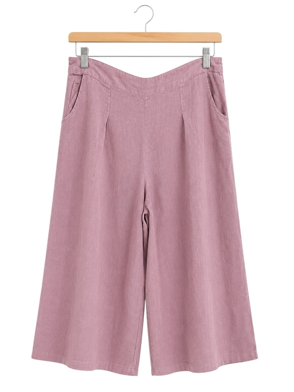 Sigrid Olsen 100% Linen Wide Leg Cropped Pants Pink XL Lagenlook Beach